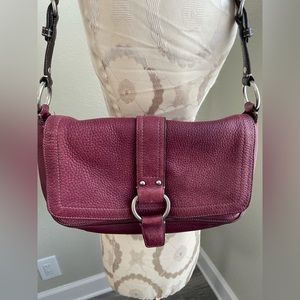 Coach Chelsea Pebbled Leather Medium Shoulder Bag Purse Silver Hardware Plum